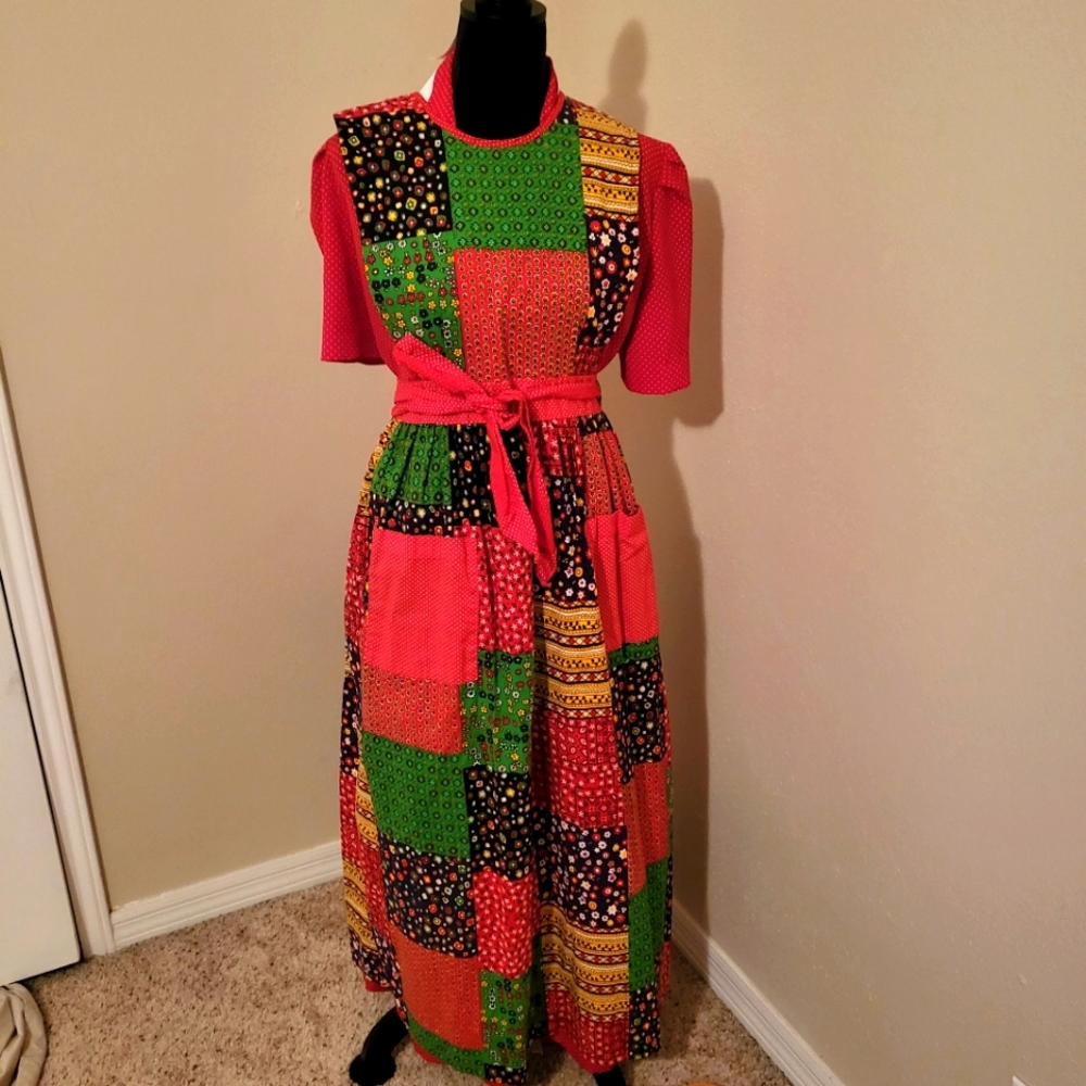 60s Design house vintage full wrap apron smock